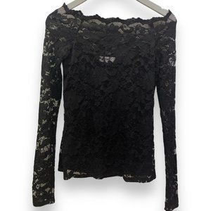 Bailey 44 black lace off the shoulder top